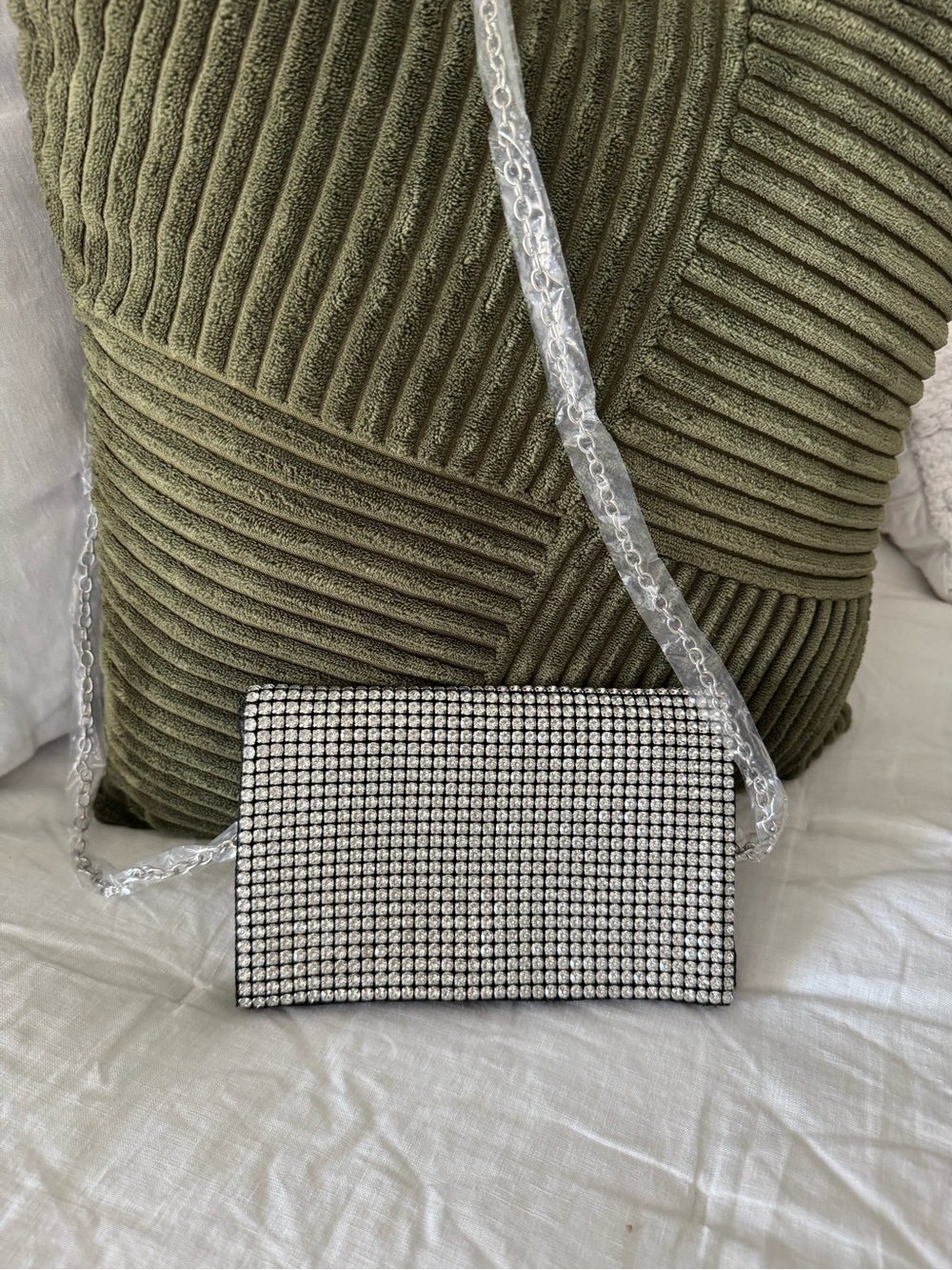 Silver Crystal Crossbody Bag - Women's Evening Clutch